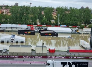 Затопленный автодром в Имоле. Видео с дрона